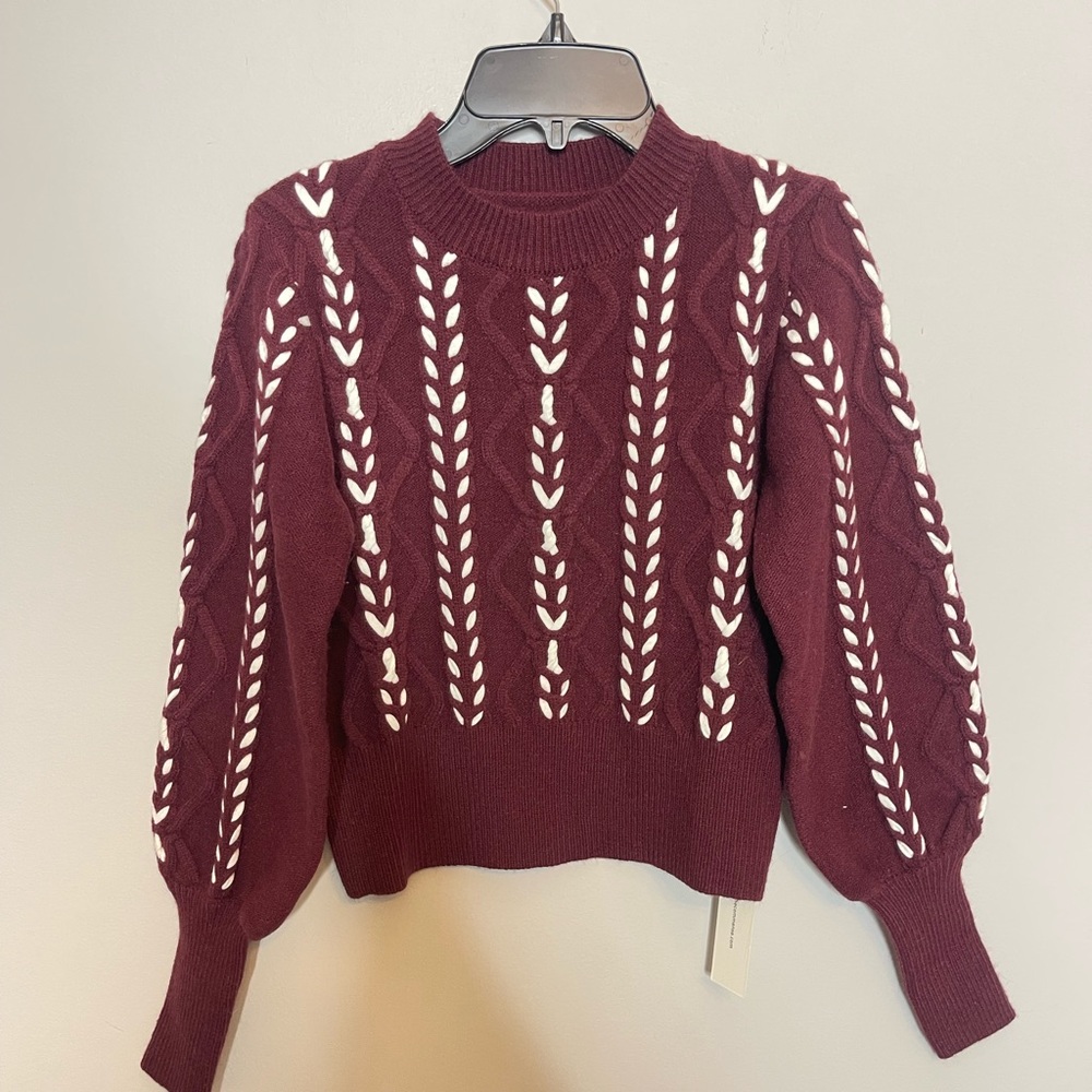 Commense Contrast Binding Cinched Sweater New NWT - image 2